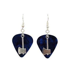 Ax Hatchet Axe Throwing Charm on Guitar Pick Earrings - Choose Color